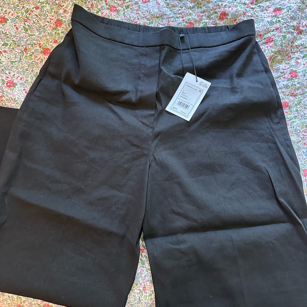 New Theory Women’s Linen Blend Cropped Pull-On Pants - Picture 5 of 5
